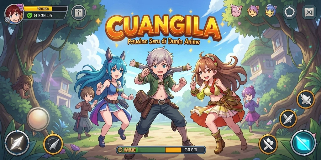 Tampilan seru gameplay CUANGILA menampilkan pertarungan karakter Anime.