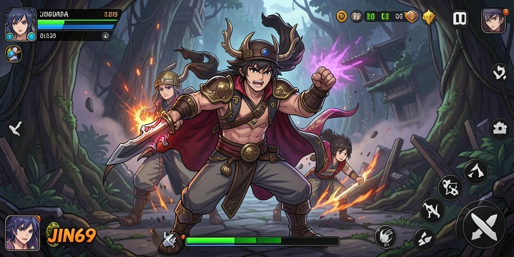 Screenshot menampilkan aksi dari gameplay JIN69 yang seru.