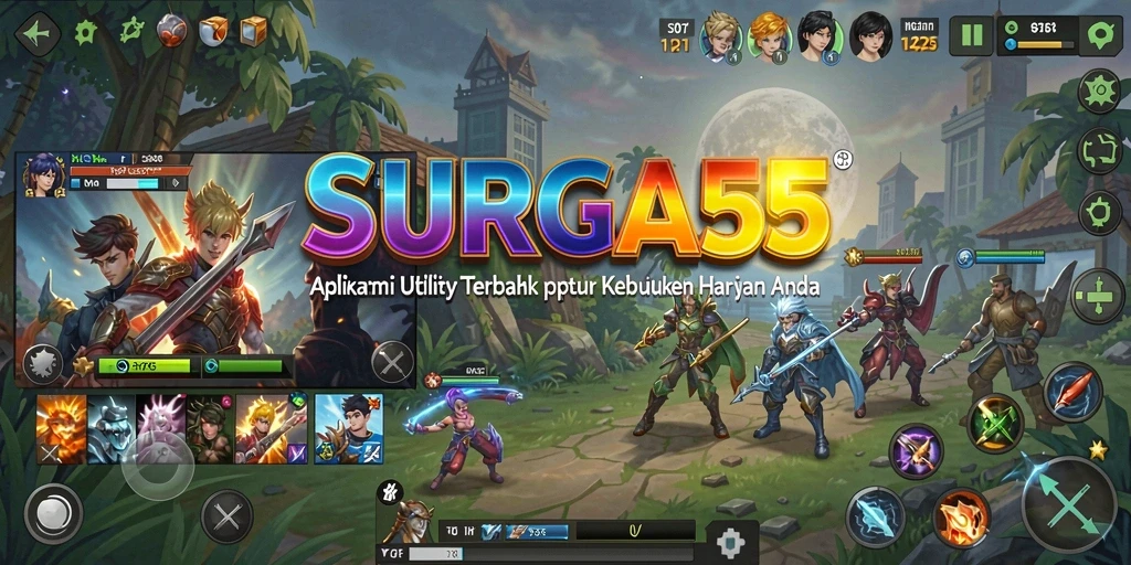 Tampilan antarmuka pengguna aplikasi SURGA55 yang sederhana dan efektif.